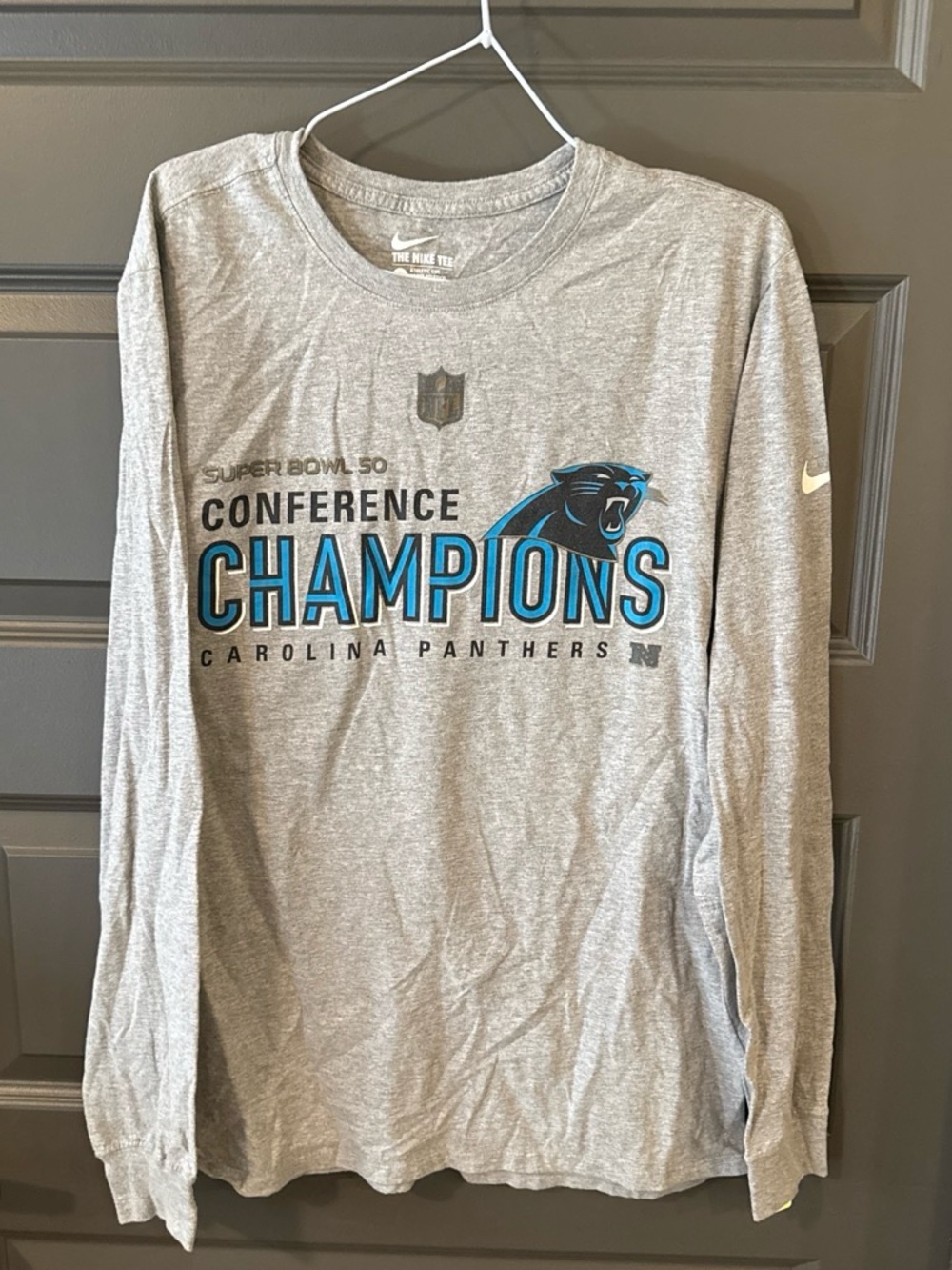 Nike NFL Carolina Panthers Super Bowl 50 Conference Championship Long Sleeve L